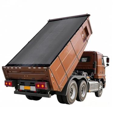 Imagem de RODENET Lona de malha de caminhão basculante 2,8 m x 40,6 cm durável para proteção contra poeira e clima, capa preta resistente com 2 bolsos para fácil instalação