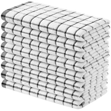 Imagem de Homaxy Toalhas de cozinha premium (40,6 cm x 71,1 cm, pacote com 8), panos de prato grandes de algodão fiado anel, toalhas de mão de cozinha macias super absorventes, conjunto de toalhas de chá de