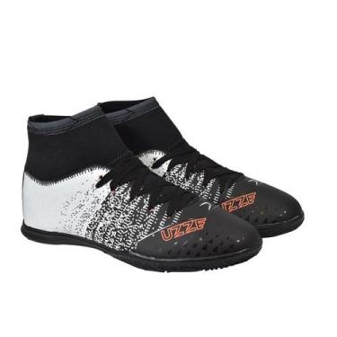 Imagem de Chuteira Futsal Botinha Adulto Costurada Quadra + Chinelo Slide + Moch
