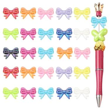 Imagem de PATIKIL 20 peças de contas para canetas, gravata-borboleta contas de caneta acrílica contas coloridas espaçadoras soltas acessórios de contas focais a granel fofo amuleto de doces para canetas, fazer