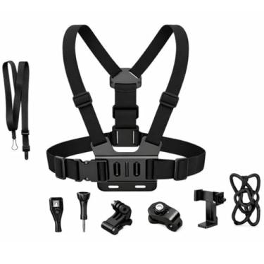 Imagem de Suporte de Peito para Celular e Câmera de Ação Ajustável – Faixa Elástica Respirável, Alta Estabilidade p/Moto, Bike, Trilhas e Esportes– Lene