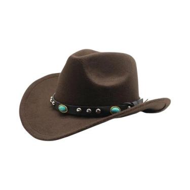 Imagem de Chapéu De Cowboy Ocidental Estilo Étnico Feminino Com Corda Trançada E