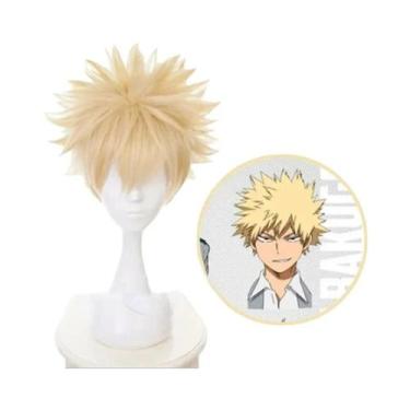Imagem de Peruca Sintética Curta Loira Resistente Ao Calor My Hero Academia Baku