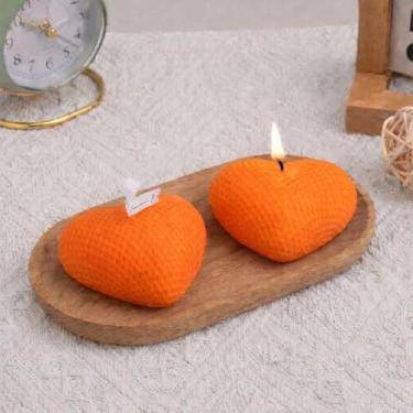 Imagem de Vela casamento aniversario lembrancinha 80g kit 10 romântica presente namorados decoração ambiente formato coração decorativa (Laranja)