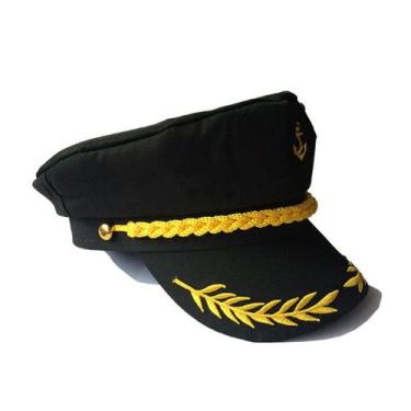 Imagem de Chapéu Nautical Captain Black Sailor Cap para adulto - Yiweisai