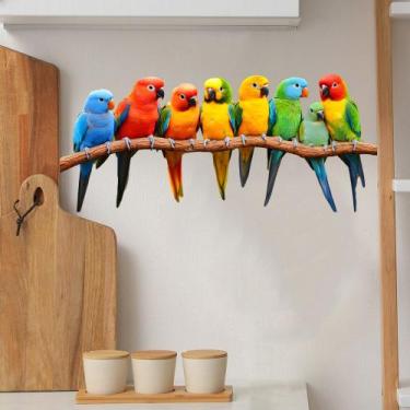 Imagem de Adesivos de parede Colorful Parrot Cartoon Animal PVC 64x29cm - yiweis