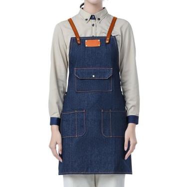 Imagem de Avental de ganga ajustável com bolsos unissex Work Generic - yiweisai