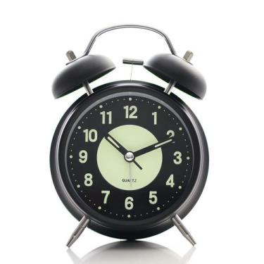 Imagem de Despertador Loud Twin Bell Luminous Dial Metal Black 280g - yiweisai