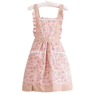 Imagem de Avental de algodão com alças de babados e padrão floral - Yiweisai