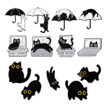 Imagem de Conjunto de alfinetes de broche Cartoon Black Cat Cute Kitty Lapel Pin