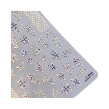 Imagem de Adesivo De Unha 5D Colorido Boêmio Com Coração, Lua, Pérola E Strass, 