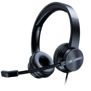 Imagem de Headset Office C3Tech, Conexão USB,  Driver 40mm, Design Ergonômico, Microfone Integrado, Cabo 1,80 Metros - PH-380BK