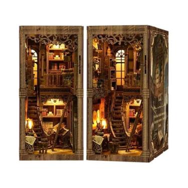 Imagem de Kit DIY Retrô De Canto De Livro Em Miniatura, Casa De Bonecas De Madei