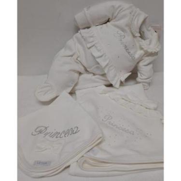 Imagem de Kit 3Pçs Luxo Bebê Menina Macacão Manta Algodão Lessa Kids-Feminino