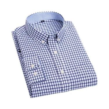 Imagem de Camisa Masculina Oxford Slim Fit De Manga Longa Em Algodão, Não Amassa