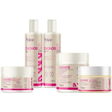 Imagem de Kit Ápice Cachos 5 Itens Tratamento Capilar Completo Cabelo Vegano Hig