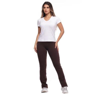 Imagem de Calça Bailarina Feminina Fitness Confort Marrom - Anistia Modas, P