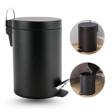 Imagem de Lixeira Inox com Pedal 3L  Compacta, Higiênica e Moderna - Preta - Mim