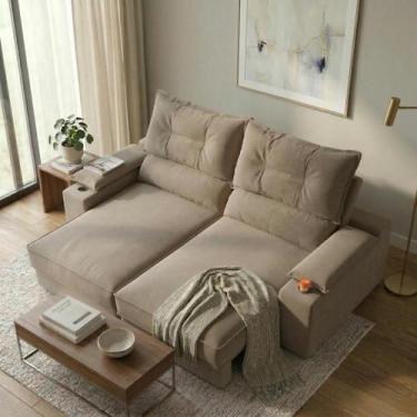 Imagem de Sofá Retrátil 2 Lugares Porta-copos Suede 1,50m Santiago - CIALAR MÓVE