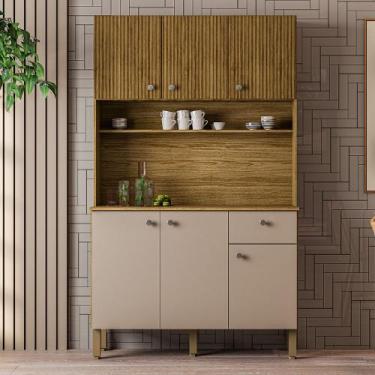 Imagem de Kit Cozinha Kits Parana Style 6 Portas, Freijo/Vanilla/Ripado Freijo