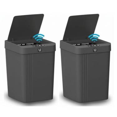 Imagem de Kit 2x Lixeira Automática 13L Sensor Movimento Tampa Inteligente Desig