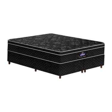 Imagem de Conjunto Cama Box Queen de Molas Gazin Pérola Negra 158x198
