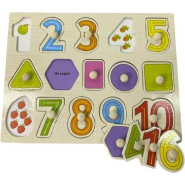 Imagem de Brinquedo Pedagogico Madeira Encaixe Divertido Numeros (7908770604844)