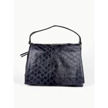 Imagem de Bolsa Pasta Couro Pirarucu - Preto - Daflon