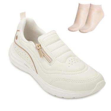 Imagem de Tênis Esportivo Kolosh e Meia KL25-E0295, Creme, 38
