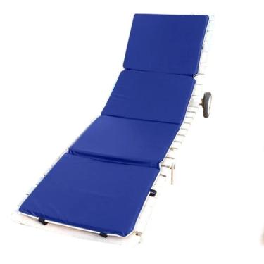 Imagem de Almofada Colchonete Para Espreguicadeira Azul Dobrável Bolsa
