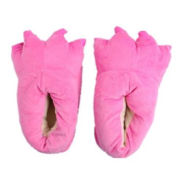 Imagem de FUNCOS Pantufas de pelúcia quentes para casa com pés de animais, rosa, L fits US Size 7-10