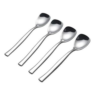 Imagem de Qqbine Colheres de iogurte de gelato de aço inoxidável, 6 peças