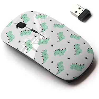Imagem de Mouse sem fio 2.4G com design de padrão bonito para todos os laptops e desktops com nano receptor - coroas fofas de dinossauro