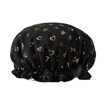 Imagem de Impressão Na Touca De Banho De Banho De Banheira Touca De Banho Com Faixa Elástica De Dupla Camada Reutilizável À Prova D'água Para Chuveiro De Salão De Spa Para Spa