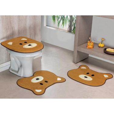 Imagem de Jogo Tapete Banheiro Infantil Urso 3 Peças Antiderrapante - Guga Tapet