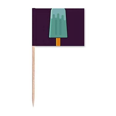 Imagem de Bandeira de palito de sorvete verde azul com picolé e enfeite de festa