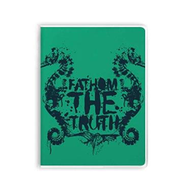 Imagem de Diário de capa macia para caderno com estampa de vida marinha do hipocampo verde