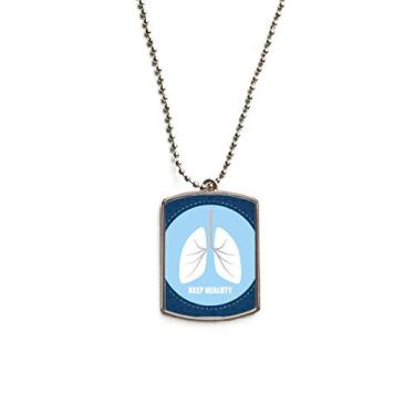 Imagem de DIYthinker Colar com pingente de etiqueta de cachorro em aço inoxidável Keep Lung Healthy