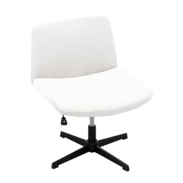 Imagem de Kitegrese Capa para cadeira de escritório cruzada, substituível, elástica, sem braços, capa protetora de cadeira larga, para decoração de cadeira de escritório em casa (branca)