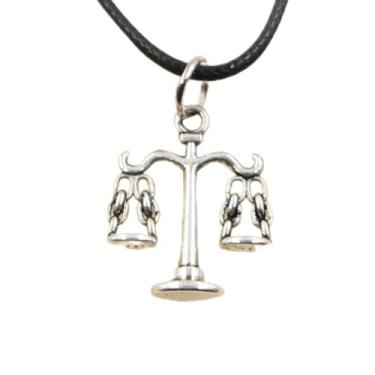 Imagem de EDCRFV Pingente tibetano cor prata libra pingente berloque cordão de couro preto feito à mão