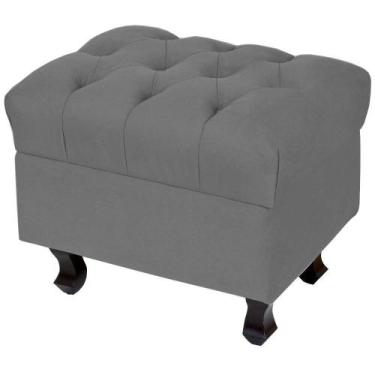 Imagem de Puff París Luis Xv L02 Capitone Suede Cinza Pés Madeira - Lyam Decor