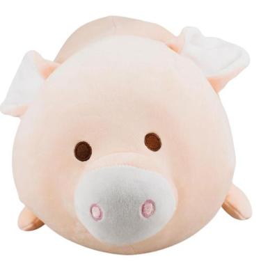Imagem de Porco Rosa Deitado Cilíndrico 28cm - Pelúcia - Foffy