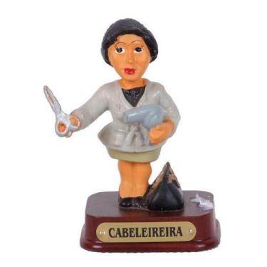 Imagem de Boneco Profissional Cabeleireira Miniatura Decoração 8cm - Zona Livre