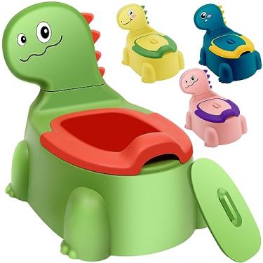 Imagem de vaso sanitário para treinamento penico, cadeira de treinamento para bebês, meninos, meninas, dinossauro, confortável para crianças de 1 a 5 anos de idade, assento de animal com tampa traseira para