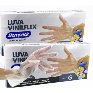 Imagem de Luva Vinilflex sem pó Tamanho P caixa com 100 unidades - Bompack