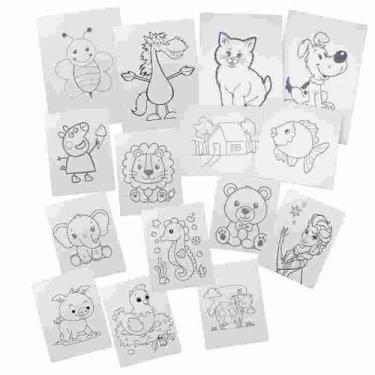 Imagem de Kit Pintura Tela Riscada 20x20 (3 telas riscada+2 pinceis+ guache) - S