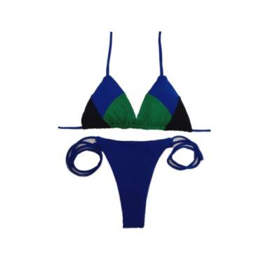 Imagem de Coleção 3 cores Biquíni cortininha com bojo e calcinha fio dental - DE