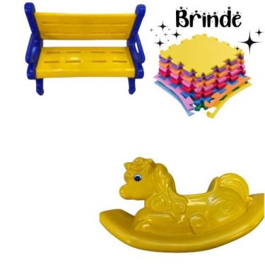 Imagem de Kit Infantil: Banco Plástico, Unicórnio e 4 Tatames 50x50 - valentina 