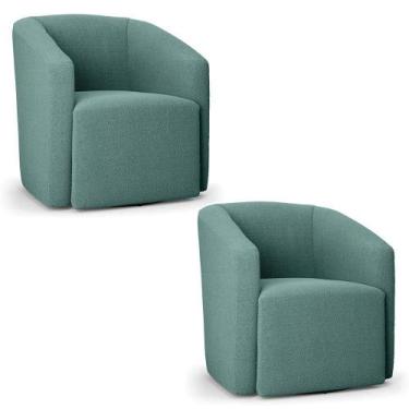 Imagem de Kit 2 Poltronas Stella Max Bouclê Base Giratória - D'rossi Cor Verde M