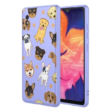 Imagem de KOARWVC Capa de celular para Galaxy A10, capa para Samsung M10 SM-A105F, design de padrão de gato, fina, protetora, macia, amortecedora, capa de telefone para Samsung Galaxy A10 roxo cachorro
